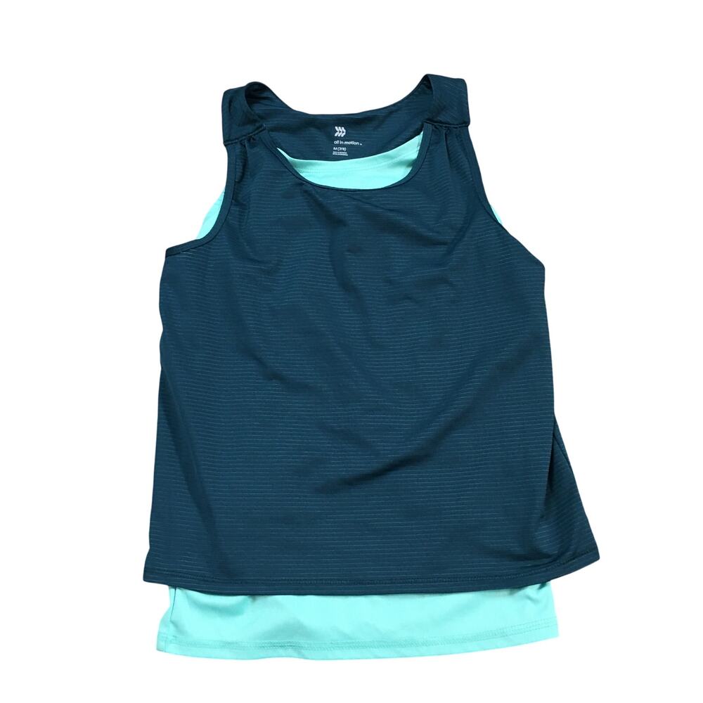All in motion girls Medium 7/8 Two layer tank Active Blue